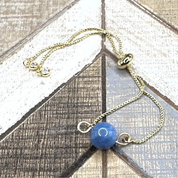 Dragon vein agate beaded handcrafted gold adjustable rope bracelet - Picture 2 of 11